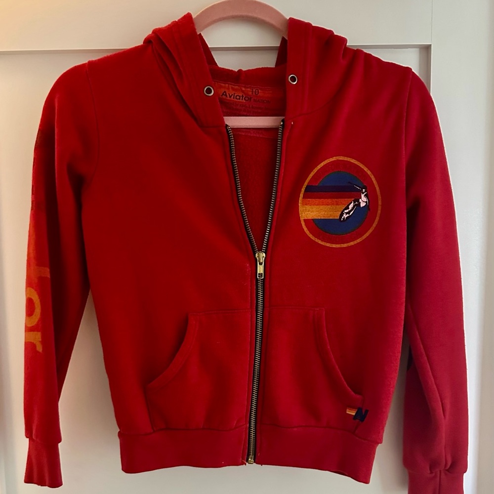 Aviator Nation Red Zip-Up Hoodie